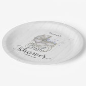 ホワイトウッド&ヴィンテージキャリッジボーイ赤ちゃんシャワー ペーパープレート (アングル)