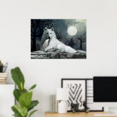 ホワイトウルフとパップポスター ポスター (ホームオフィス)