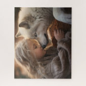 ホワイトウルフの少女 ジグソーパズル (縦)