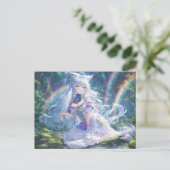 ホワイトウルフアニメガールポストカード | ファンタジーアニメ ポストカード (スタンド正面)