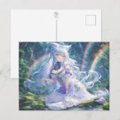 ホワイトウルフアニメガールポストカード | ファンタジーアニメ ポストカード (正面/裏面)