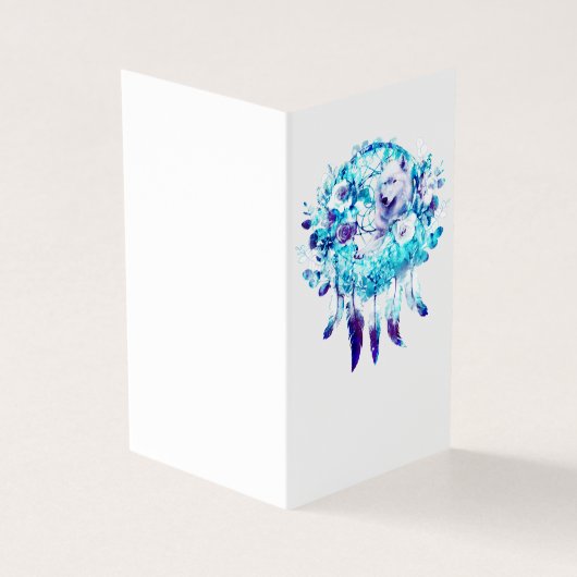 ホワイトウルフドリームキャッチャーパープルブルーフローラ (外部)