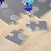 ホワイトウルフドリームキャッチャーパープルブルーフローラ ジグソーパズル (側面)