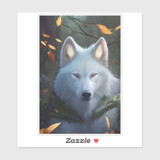 ホワイトウルフビニールステッカー シール (シート)