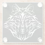 ホワイトウルフヘッドオンブラック ガラスコースター (裏面)