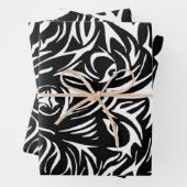 ホワイトウルフヘッドオンブラック ラッピングペーパーシート (インサイチュ)