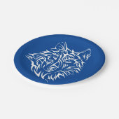 ホワイトウルフヘッドオンブルー ペーパープレート (アングル)