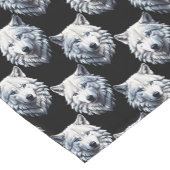 ホワイトウルフヘッドパターンデザイン ショートテーブルランナー (コーナー)