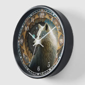 ホワイトウルフマンダラ 壁時計 (傾斜)