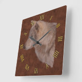 ホワイトウルフワイルドライフポートレートアート スクエア壁時計 (傾斜)