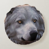 ホワイトウルフ顔 ラウンドクッション (裏面)