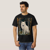 ホワイトウルフ ビンテージ ボヘミアン 森の木立 Tシャツ (正面フル)