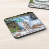 ホワイトウルフ&ロッキーマウンテンウォーターフォイルワイドライフアート コースター (左側)