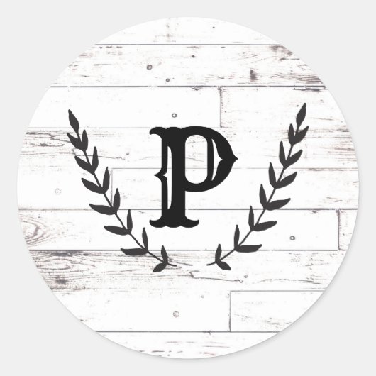 ホワイトウ素朴ィードシャビーシックローレルズ結婚ズ ラウンドシール (正面)