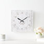 ホワイトウ素朴ッドファームハウスファミリー名 スクエア壁時計 (ホーム)