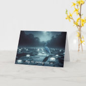 ホワイトエグリと睡蓮悔やみや弔慰 カード (黄色い花)