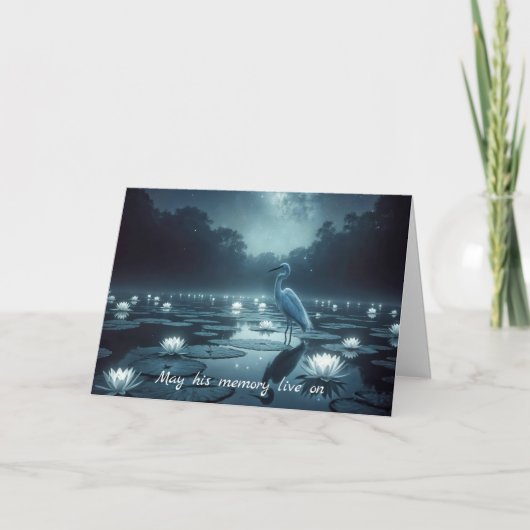 ホワイトエグリと睡蓮悔やみや弔慰 カード (正面)