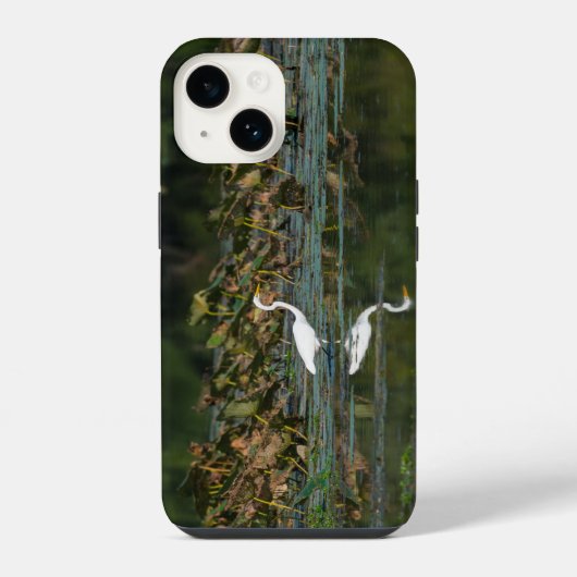 ホワイトエグレット反射iPhoneケース iPhoneケース (裏面)