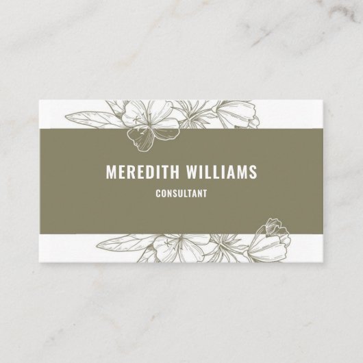 ホワイトエステティックセージグリーンフローラプロフェッショナル 名刺 (正面)