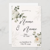 ホワイトエステティックユーカリ結婚式招待状 招待状 (正面/裏面)