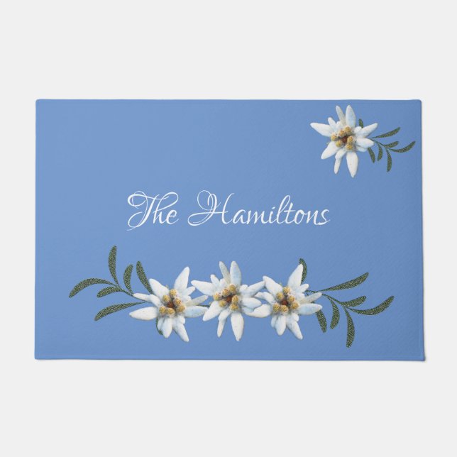 ホワイトエデルワイスオンブルードアマット ドアマット (正面)