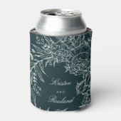 ホワイトエメラルドフラワーリースエメラルドグリーン結婚ズ 缶クーラー (缶正面)