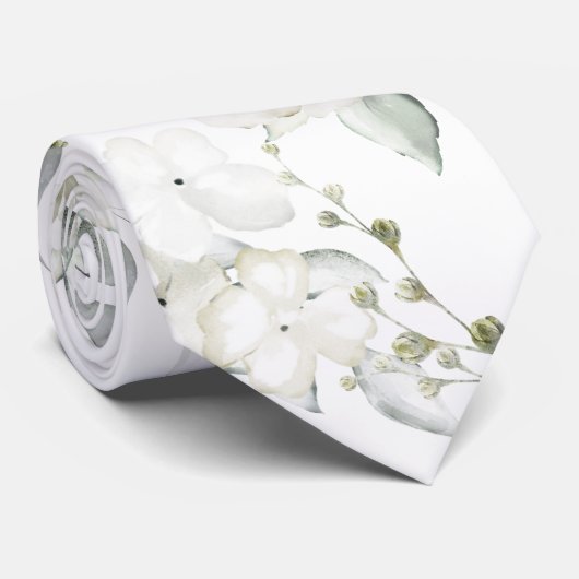 ホワイトエレガンスファースト春花模様結婚ズ ネクタイ (ロール)