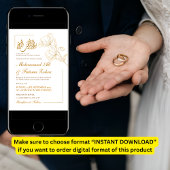 ホワイトエレガンスミニマル金ゴールドフローラニカ 招待状