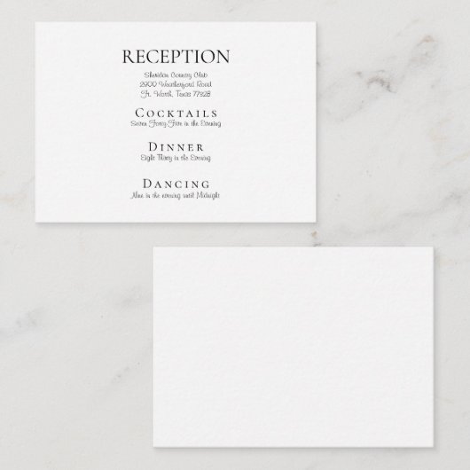 ホワイトエレガントなウェディング披露宴エンクロージャ エンクロージャーカード (正面/裏面)