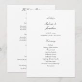 ホワイトエレガントな結婚式プログラム 招待状 (正面/裏面)