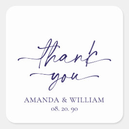 ホワイトエレガントの結婚お礼ステッカー スクエアシール