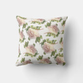 ホワイトエレガントアイボリーピーチバラパターン クッション (裏面)