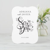 ホワイトエレガントウェディング招待状ミニマリスト シーズンカード (スタンド正面)