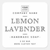 ホワイトエレガントカスタムロゴの正方形の製品ラベル スクエアシール (正面)