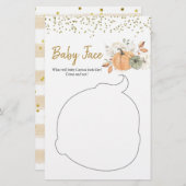 ホワイトエレガントカボチャ赤ちゃんシャワーベビー顔 (正面/裏面)