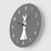 ホワイトエレガントガウンオングレー – スタイリッシュデザイン ラージ壁時計 (傾斜)