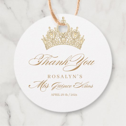 ホワイトエレガントキンセアニェラ金ゴールドティアラ フェイバータグ (裏面)