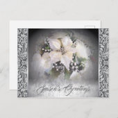 ホワイトエレガントクリスマスポインセチア ポストカード (正面/裏面)