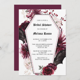 ホワイトエレガントゴシックバラ棺ブライダルシャワー 招待状