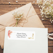 ホワイトエレガントシンプル金ゴールドピンクローズカーニーニャ ラベル