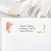 ホワイトエレガントシンプル金ゴールドピンクローズカーニーニャ ラベル (インサイチュ)