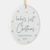 ホワイトエレガントスターフォトベビーのフリストクリスマス セラミックオーナメント (右)