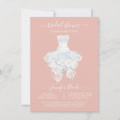 ホワイトエレガントス結婚ドレスブライダルシャワーインビタティ 招待状 (正面)