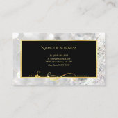 ホワイトエレガントダイヤモンド金ゴールドフィリグラーヘアサロン 名刺 (裏面)