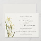 ホワイトエレガントダフォディルリハーサルディナー招待状 サンキューカード (正面/裏面)