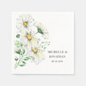 ホワイトエレガントデイジーガーデンフローラ結婚ズ スタンダードカクテルナプキン (正面)