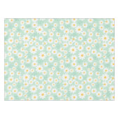ホワイトエレガントデイジーフラワーズパステルティール(緑がかった色)イースター テーブルクロス (正面(横))
