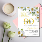 ホワイトエレガントデイジーフローラサプライズ誕生日 招待状