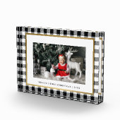 ホワイトエレガントバッファロープレイドホリパーソナライズされたデー フォトブロック (右)