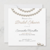 ホワイトエレガントパールブライダルシャワー 招待状 (正面)